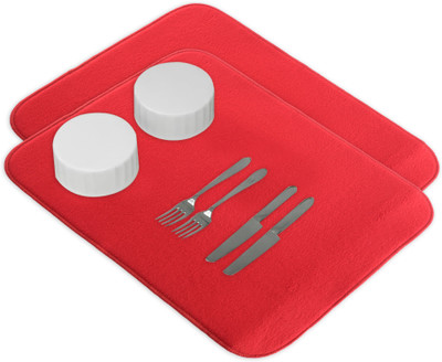 KUBER INDUSTRIES Rectangular Pack of 2 Table Placemat(Red, Microfibre)