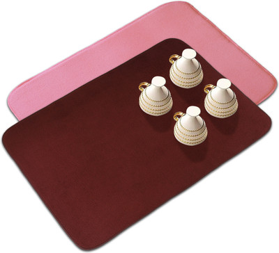 KUBER INDUSTRIES Rectangular Pack of 2 Table Placemat(Pink, Maroon, Microfibre)