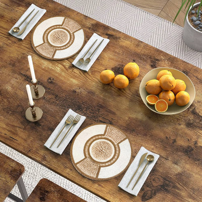 LEAFNEST Round Pack of 1 Table Placemat(White, Jute)