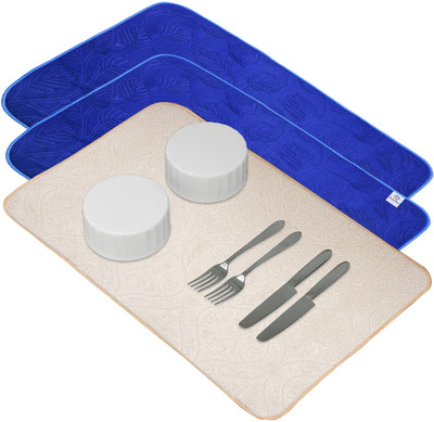 Heart Home Rectangular Pack of 3 Table Placemat(Multicolor, Microfibre)
