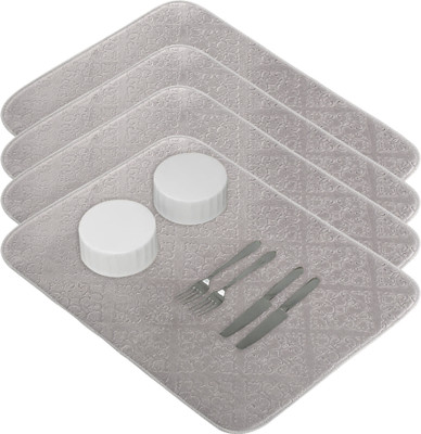 KUBER INDUSTRIES Rectangular Pack of 4 Table Placemat(Grey, Microfibre)