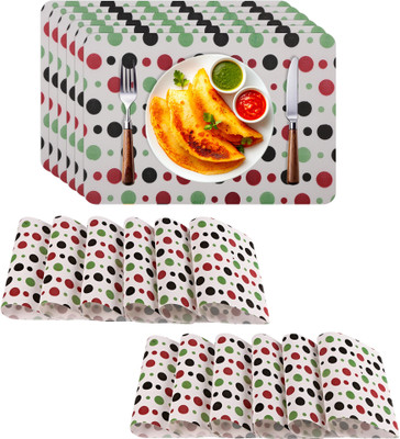 KUBER INDUSTRIES Rectangular Pack of 18 Table Placemat(Red, Green, PVC)