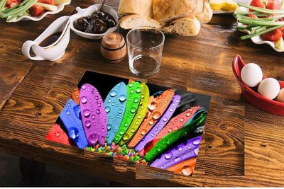 LOTUSKING Rectangular Pack of 6 Table Placemat(Orange, PVC)