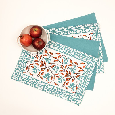 BBM Rectangular Pack of 4 Table Placemat(Green, Cotton)