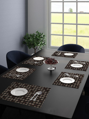 Saral Home Rectangular Pack of 6 Table Placemat(Grey, Velvet)