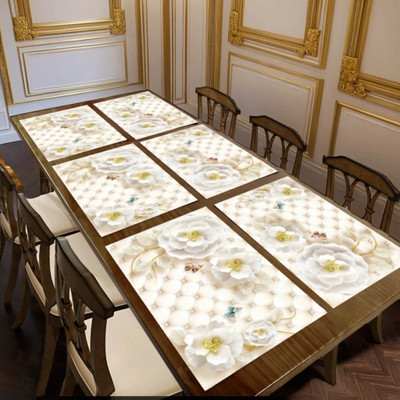 REVEXO Rectangular Pack of 6 Table Placemat(Peach, PVC)