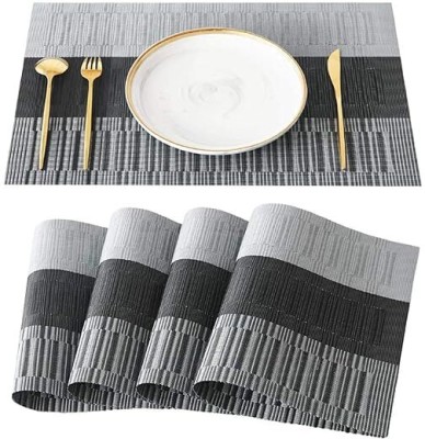 Agabani Rectangular Pack of 4 Table Placemat(Black, Polyester)
