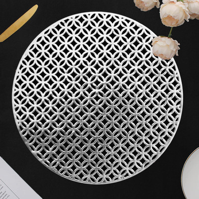 DPA Collection Round Pack of 2 Table Placemat(Silver, PVC)