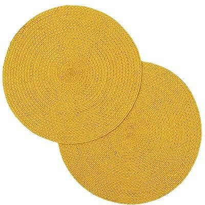 The Home Talk Round Pack of 2 Table Placemat(Yellow, Polyester)