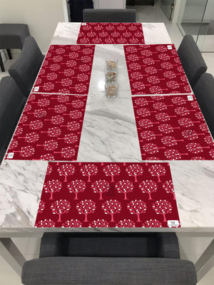 E-Retailer Rectangular Pack of 6 Table Placemat(Maroon, PVC)
