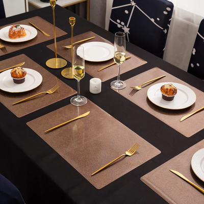 Winner Rectangular Pack of 4 Table Placemat(Grey, Gold, PVC)