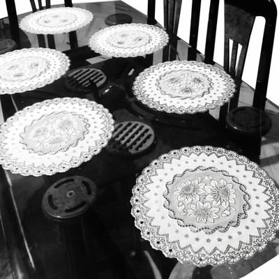 HAULORIUM Round Pack of 6 Table Placemat(Silver, Lace)