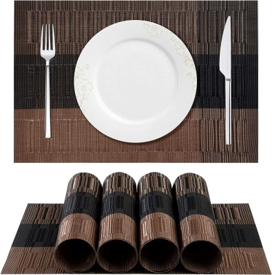 Royalkart Rectangular Pack of 6 Table Placemat(Black, Brown, Silk, PVC)