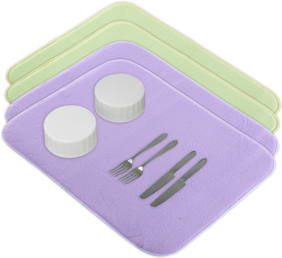 KUBER INDUSTRIES Rectangular Pack of 4 Table Placemat(Purple, Green, Microfibre)