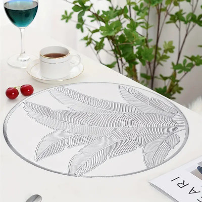 DPA Collection Round Pack of 1 Table Placemat(Silver, PVC)