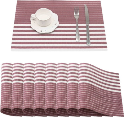 Naidev Rectangular Pack of 8 Table Placemat(Red, PVC)