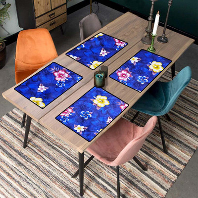 GREAT FASHION Rectangular Pack of 6 Table Placemat(Multicolor, Polyester)