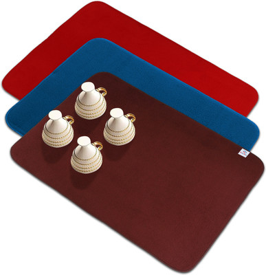 Heart Home Rectangular Pack of 3 Table Placemat(Multicolor, Microfibre)
