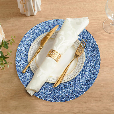 LADLI JEE Round Pack of 1 Table Placemat(Blue, Polyester)