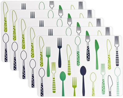 ARQIVO Rectangular Pack of 6 Table Placemat(Green, Plastic)