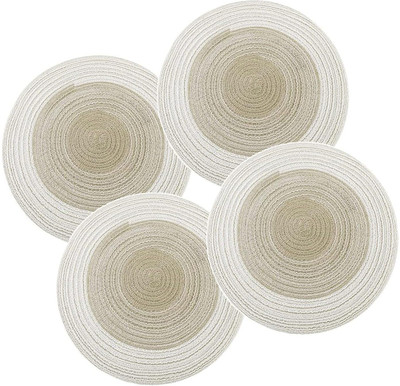 DANSR Round Pack of 4 Table Placemat(Beige, Cotton)