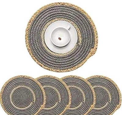 onestyle Round Pack of 1 Table Placemat(Grey, Jute)
