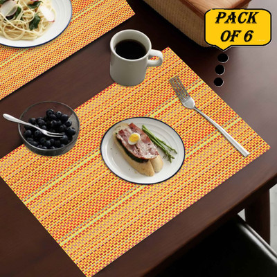 Dakshya Industries Rectangular Pack of 6 Table Placemat(Orange, PVC)