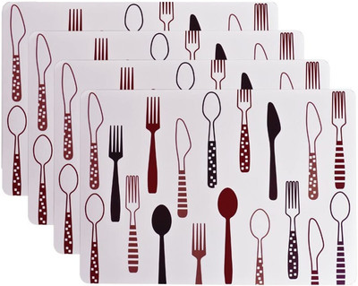 Besillia Rectangular Pack of 4 Table Placemat(Brown, Plastic)