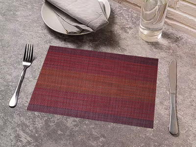 Winner Rectangular Pack of 1 Table Placemat(Maroon, PVC)