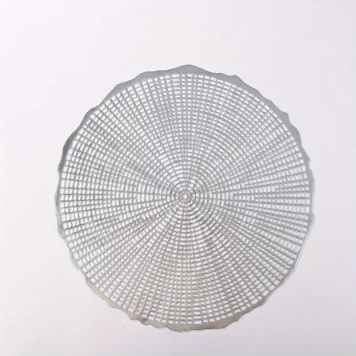 DPA Collection Round Pack of 4 Table Placemat(Silver, PVC)