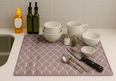 Unique Utilities Rectangular Pack of 1 Table Placemat(Grey, Microfibre)
