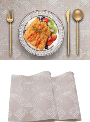 KitchEase Rectangular Pack of 2 Table Placemat(Brown, Grey, PVC)