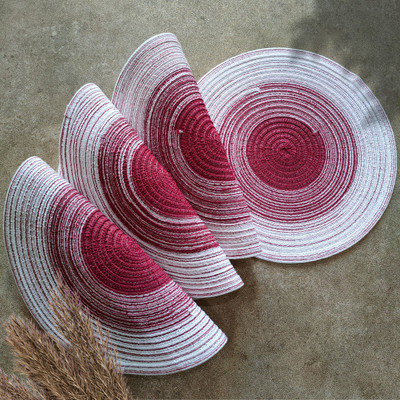 UniKart Round Pack of 4 Table Placemat(Maroon, Cotton)