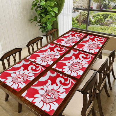 REVEXO Rectangular Pack of 6 Table Placemat(Red, Pink, PVC)