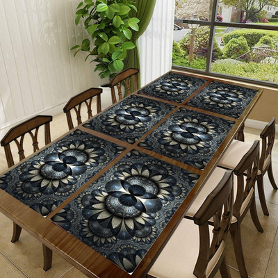 SANRAKSSHAN Rectangular Pack of 6 Table Placemat(Peach, PVC)