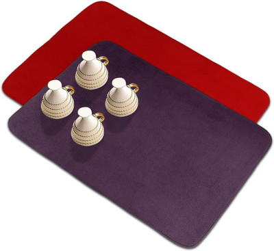 KUBER INDUSTRIES Rectangular Pack of 2 Table Placemat(Red, Purple, Microfibre)