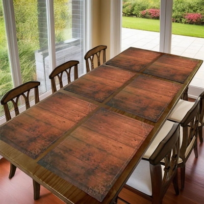 REVEXO Rectangular Pack of 6 Table Placemat(Brown, PVC)