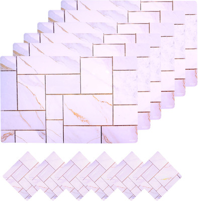 KUBER INDUSTRIES Rectangular Pack of 12 Table Placemat(White, PVC)