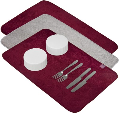 Heart Home Rectangular Pack of 3 Table Placemat(Multicolor, Microfibre)