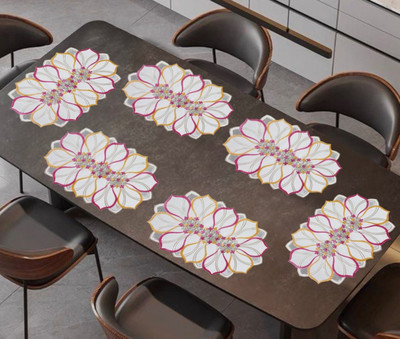 Romiz Rectangular Pack of 6 Table Placemat(Pink, Polyester)