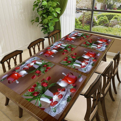 SANRAKSSHAN Rectangular Pack of 6 Table Placemat(Green, PVC)