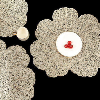 Flipkart SmartBuy Round Pack of 2 Table Placemat(Gold, PVC)