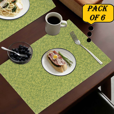 Dakshya Industries Rectangular Pack of 6 Table Placemat(Green, PVC)
