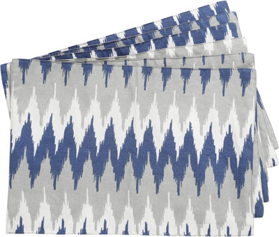 Dekor World Rectangular Pack of 6 Table Placemat(Blue, Grey, Cotton)