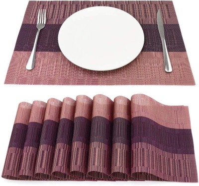 KitchEase Rectangular Pack of 8 Table Placemat(Peach, Brown, PVC)