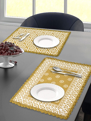 Saral Home Rectangular Pack of 2 Table Placemat(Yellow, Cotton)