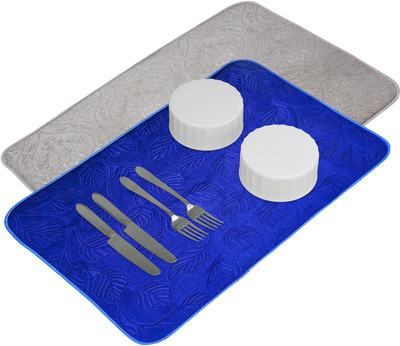 KUBER INDUSTRIES Rectangular Pack of 2 Table Placemat(Blue, Grey, Microfibre)