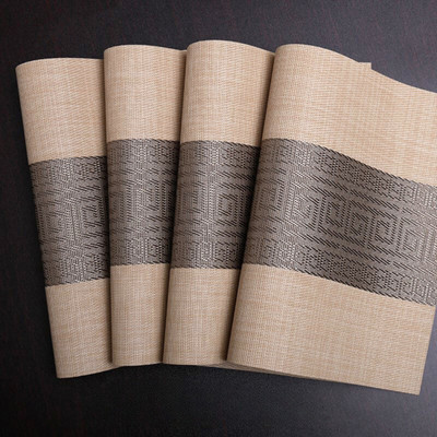Bhaguji Rectangular Pack of 4 Table Placemat(Beige, PVC)