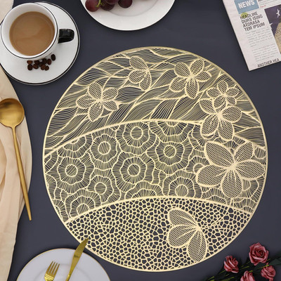 Flipkart SmartBuy Round Pack of 2 Table Placemat(Gold, PVC)