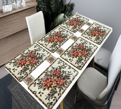 SANRAKSSHAN Rectangular Pack of 6 Table Placemat(Multicolor, PVC)